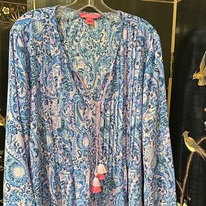 Lilly Pulitzer Blue and Pink Paisley Blouse